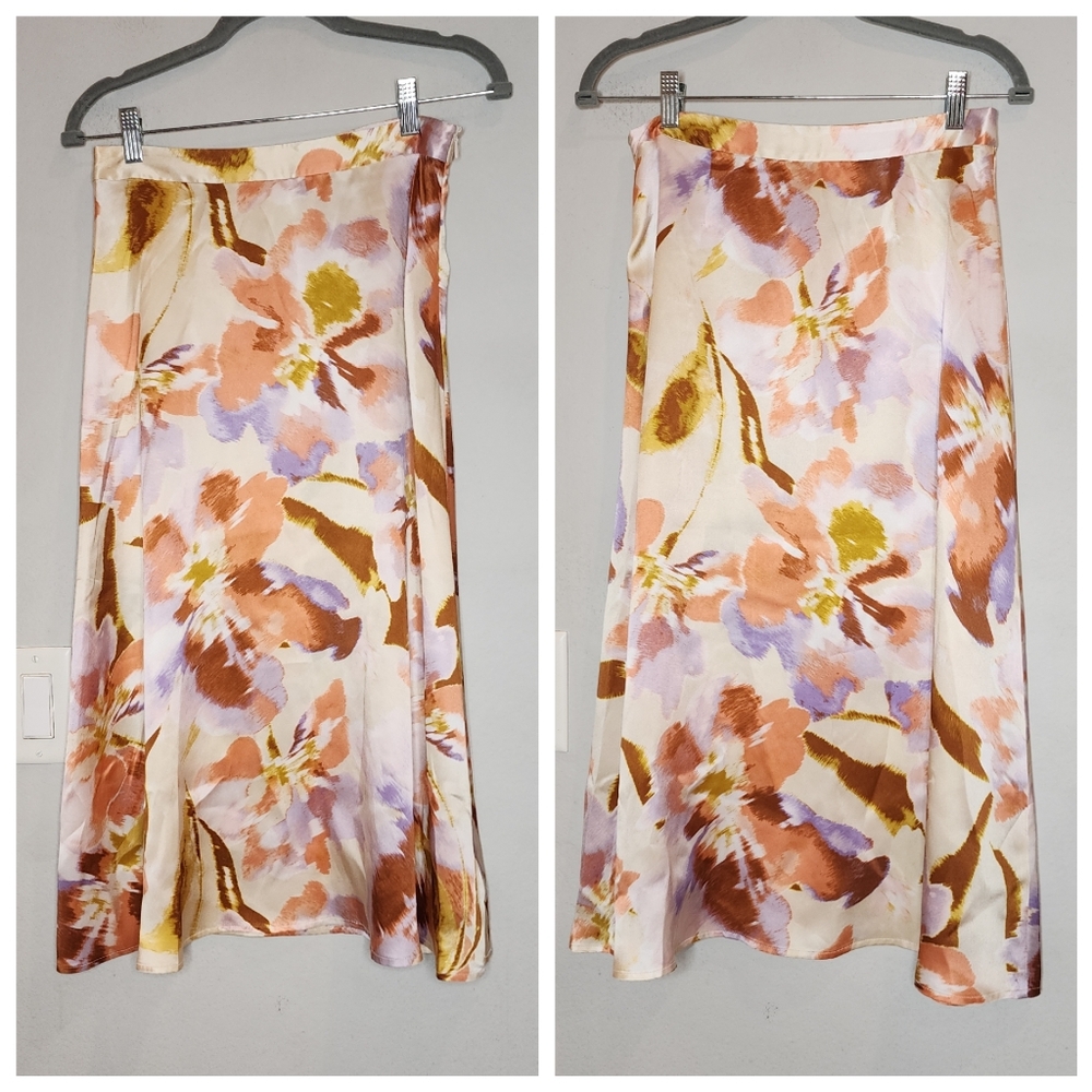 Joie 100% Silk Floral Midi Skirt Size 4 - Picture 12 of 12